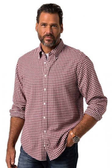 JP1880 Checked Flannel Shirt Long Sleeve Light Red - Košulje - Muške Košulje Veliki Brojevi