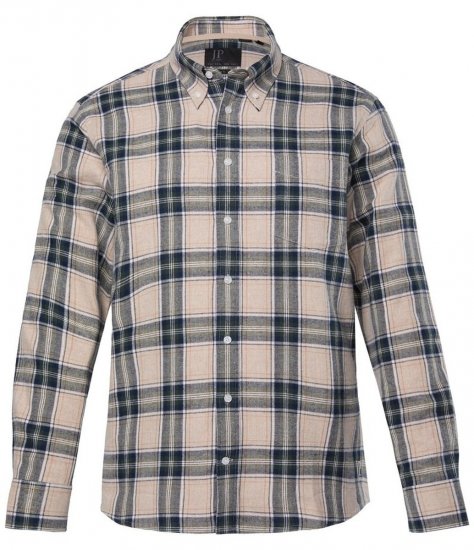 JP1880 Checked Flannel Shirt Long Sleeve Dark Dusty Pink - Košulje - Muške Košulje Veliki Brojevi