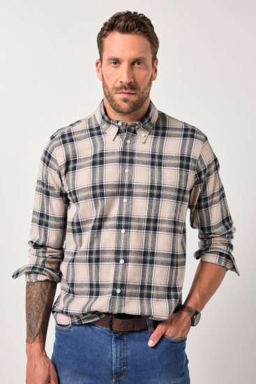 JP1880 Checked Flannel Shirt Long Sleeve Dark Dusty Pink - Košulje - Muške Košulje Veliki Brojevi
