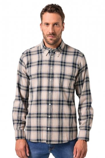 JP1880 Checked Flannel Shirt Long Sleeve Dark Dusty Pink - Košulje - Muške Košulje Veliki Brojevi