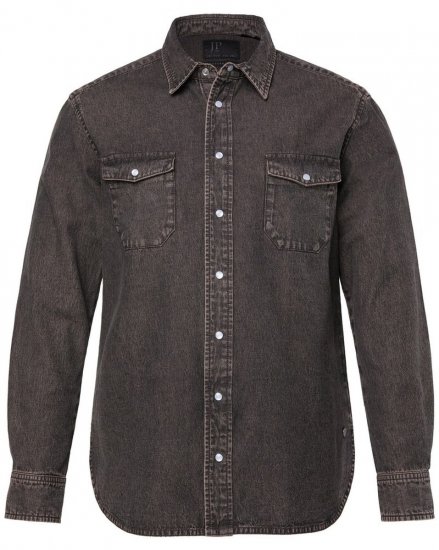 JP1880 Denim Shirt Flexnamic Dark Brown - Košulje - Muške Košulje Veliki Brojevi