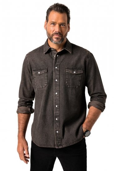 JP1880 Denim Shirt Flexnamic Dark Brown - Košulje - Muške Košulje Veliki Brojevi