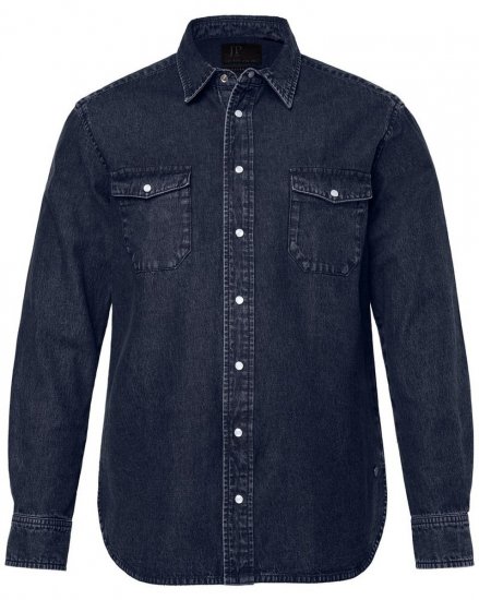 JP1880 Denim Shirt Flexnamic Long Sleeve Navy - Košulje - Muške Košulje Veliki Brojevi
