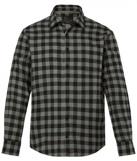 JP1880 Checked Flannel Shirt Long Sleeve Eucalyptus Green - Košulje - Muške Košulje Veliki Brojevi