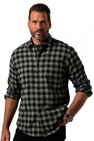 JP1880 Checked Flannel Shirt Long Sleeve Eucalyptus Green - Košulje - Muške Košulje Veliki Brojevi