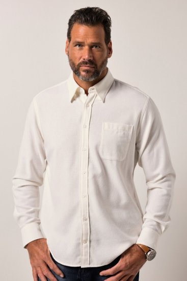 JP1880 Checked Flannel Shirt Long Sleeve Creamy White - Košulje - Muške Košulje Veliki Brojevi