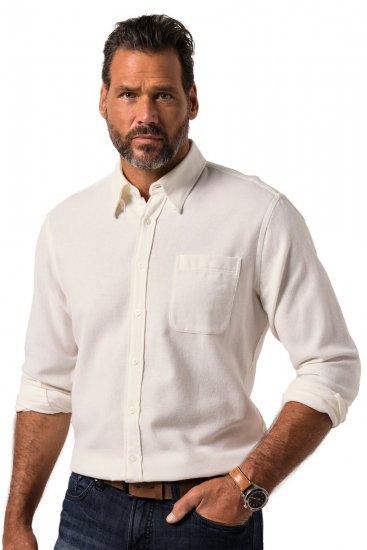 JP1880 Checked Flannel Shirt Long Sleeve Creamy White - Košulje - Muške Košulje Veliki Brojevi