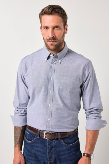 JP1880 Oxford Shirt Long Sleeve Denim Blue - Košulje - Muške Košulje Veliki Brojevi