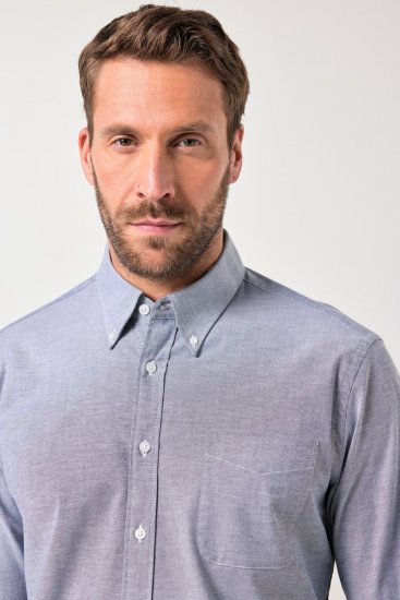JP1880 Oxford Shirt Long Sleeve Denim Blue - Košulje - Muške Košulje Veliki Brojevi