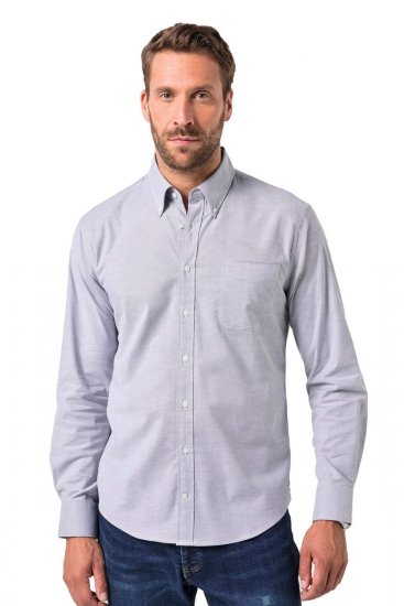 JP1880 Oxford Shirt Flexnamic Long Sleeve Grey - Košulje - Muške Košulje Veliki Brojevi