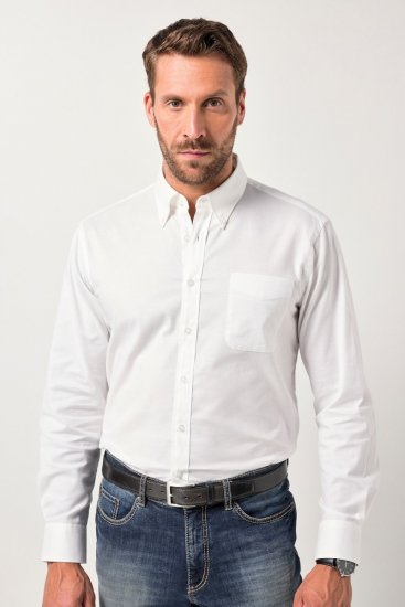 JP1880 Oxford Shirt Flexnamic Long Sleeve Snow White - Košulje - Muške Košulje Veliki Brojevi