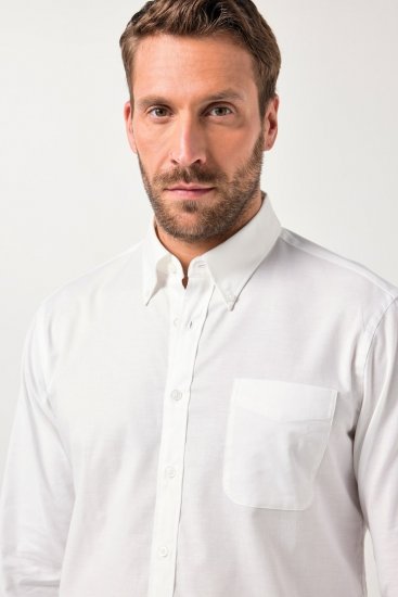 JP1880 Oxford Shirt Flexnamic Long Sleeve Snow White - Košulje - Muške Košulje Veliki Brojevi