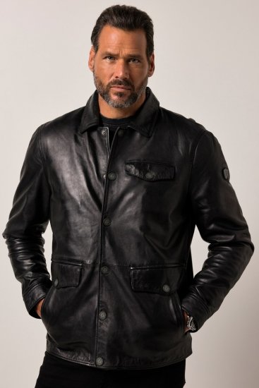 JP1880 Leather Jacket Finest Lamb Nappa Black - Jakne - Muške Jakne Veliki Brojevi