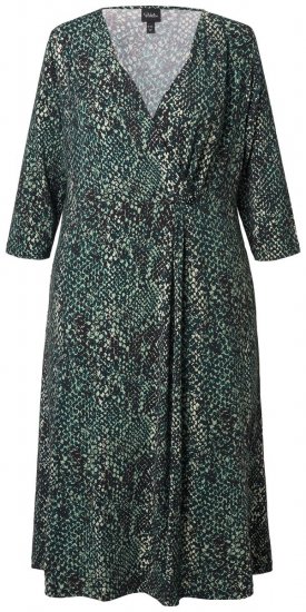 Ulla Popken 841839 Haljina od jerseya sa životinjskim uzorkom s 3/4 rukavima Tamnozelena - Midi haljine - Ženske midi haljine plus size