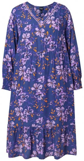 Ulla Popken 841873 Cvjetna midi haljina Tamnoplava - Midi haljine - Ženske midi haljine plus size