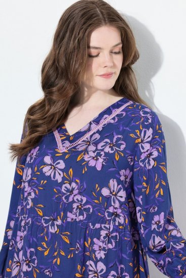 Ulla Popken 841873 Cvjetna midi haljina Tamnoplava - Midi haljine - Ženske midi haljine plus size