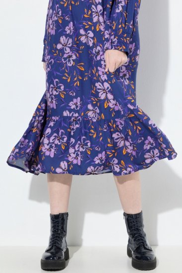 Ulla Popken 841873 Cvjetna midi haljina Tamnoplava - Midi haljine - Ženske midi haljine plus size