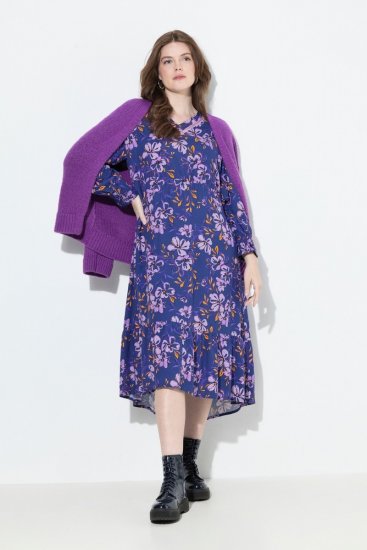 Ulla Popken 841873 Cvjetna midi haljina Tamnoplava - Midi haljine - Ženske midi haljine plus size