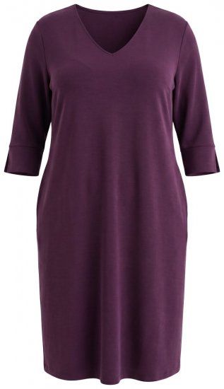 Ulla Popken 841952 Sportska haljina s 3/4 rukavima Boja šljive - Midi haljine - Ženske midi haljine plus size