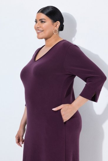 Ulla Popken 841952 Sportska haljina s 3/4 rukavima Boja šljive - Midi haljine - Ženske midi haljine plus size