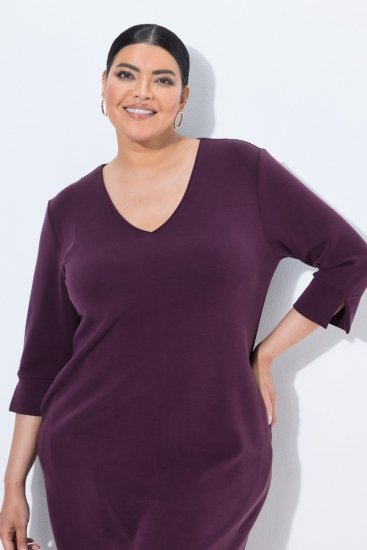 Ulla Popken 841952 Sportska haljina s 3/4 rukavima Boja šljive - Midi haljine - Ženske midi haljine plus size