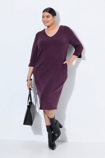 Ulla Popken 841952 Sportska haljina s 3/4 rukavima Boja šljive - Midi haljine - Ženske midi haljine plus size