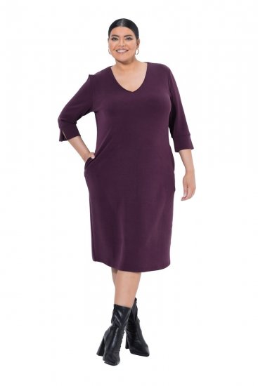 Ulla Popken 841952 Sportska haljina s 3/4 rukavima Boja šljive - Midi haljine - Ženske midi haljine plus size