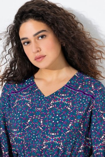 Ulla Popken 842153 Uzorkovana midi haljina Petrolej - Midi haljine - Ženske midi haljine plus size