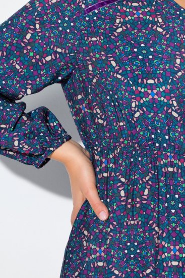 Ulla Popken 842153 Uzorkovana midi haljina Petrolej - Midi haljine - Ženske midi haljine plus size