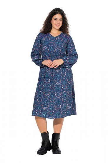 Ulla Popken 842153 Uzorkovana midi haljina Petrolej - Midi haljine - Ženske midi haljine plus size