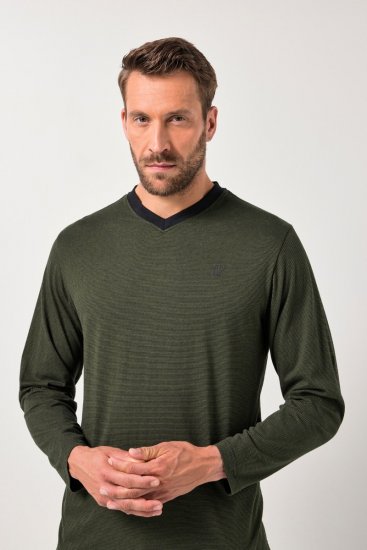 JP1880 Pyjamas Two-piece Striped Dark Green - Donje rublje & kupaće hlače - muške donje rublje veliki brojevi