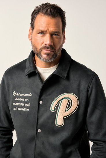 JP1880 Blouson Velour with Chest Embroidery Dark Green - Jakne - Muške Jakne Veliki Brojevi