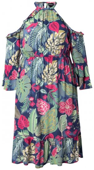 Ulla Popken 842471 Uzorkovana midi haljina Tamnoplava - Midi haljine - Ženske midi haljine plus size