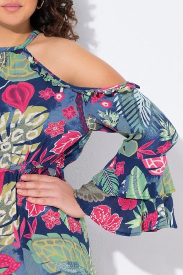 Ulla Popken 842471 Uzorkovana midi haljina Tamnoplava - Midi haljine - Ženske midi haljine plus size