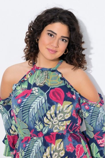 Ulla Popken 842471 Uzorkovana midi haljina Tamnoplava - Midi haljine - Ženske midi haljine plus size