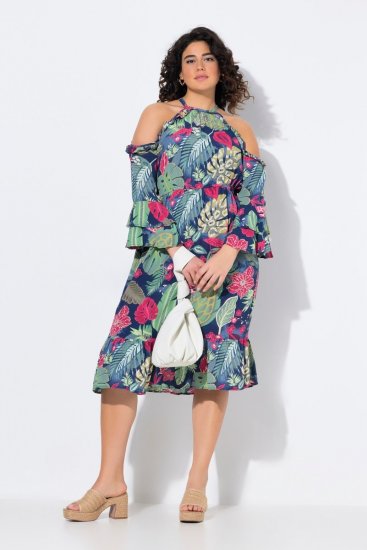 Ulla Popken 842471 Uzorkovana midi haljina Tamnoplava - Midi haljine - Ženske midi haljine plus size