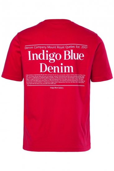 Men+ 500 Majica Indigo Blue Denim Tamnocrvena - Majice Kratkih Rukava - Muške Majice Kratkih Rukava Veliki Brojevi 