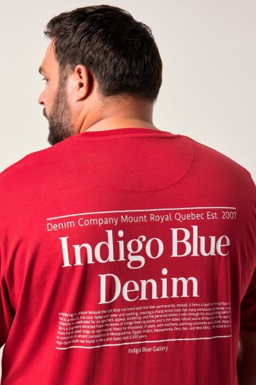 Men+ 500 Majica Indigo Blue Denim Tamnocrvena - Majice Kratkih Rukava - Muške Majice Kratkih Rukava Veliki Brojevi 