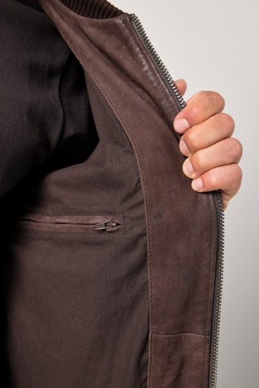 JP1880 Jacket Buffed Nubuck Lamb Leather Brown - Jakne - Muške Jakne Veliki Brojevi