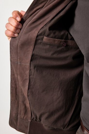 JP1880 Jacket Buffed Nubuck Lamb Leather Brown - Jakne - Muške Jakne Veliki Brojevi
