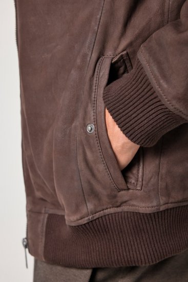 JP1880 Jacket Buffed Nubuck Lamb Leather Brown - Jakne - Muške Jakne Veliki Brojevi