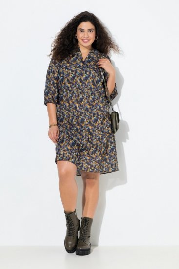 Ulla Popken 842936 Prugasta haljina s 3/4 rukavima Tamnoplava - Večernje haljine - Svečane haljine velikih veličina