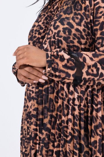 Ulla Popken 842979 Haljina sa životinjskim uzorkom Smeđa - Midi haljine - Ženske midi haljine plus size
