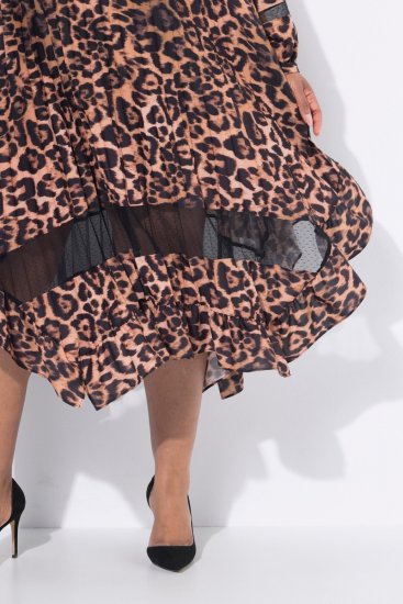 Ulla Popken 842979 Haljina sa životinjskim uzorkom Smeđa - Midi haljine - Ženske midi haljine plus size