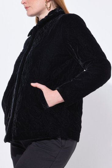 Ulla Popken 843244 Baršunasta jakna Crna - Jakne - Jakne za žene velikih veličina