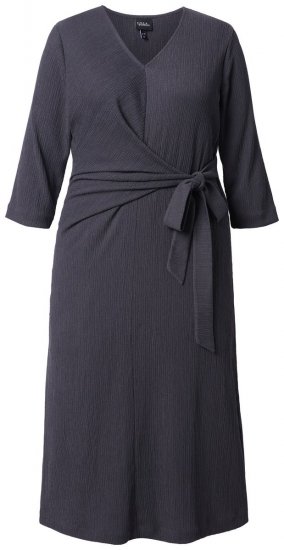 Ulla Popken 843595 Haljina na preklop s 3/4 rukavima Siva melange - Midi haljine - Ženske midi haljine plus size