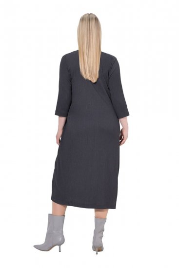 Ulla Popken 843595 Haljina na preklop s 3/4 rukavima Siva melange - Midi haljine - Ženske midi haljine plus size