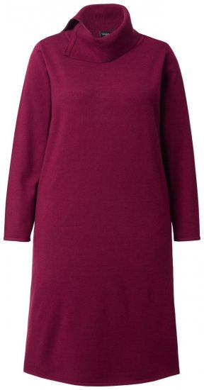 Ulla Popken 843627 Pletena haljina dugih rukava s visokim ovratnikom Vinsko crvena - Midi haljine - Ženske midi haljine plus size