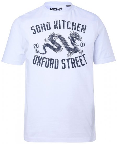 Men+ 298 Majica Soho Kitchen Bijela - Majice Kratkih Rukava - Muške Majice Kratkih Rukava Veliki Brojevi 