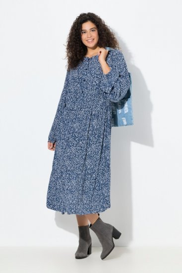 Ulla Popken 844594 Cvjetna midi haljina Tamnoplava - Midi haljine - Ženske midi haljine plus size
